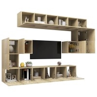 vidaXL 10 Piece TV Stand Set Sonoma Oak Engineered Wood