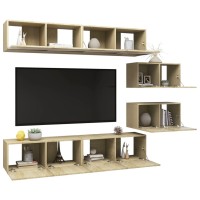 vidaXL 6 Piece TV Stand Set Sonoma Oak Engineered Wood