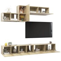 vidaXL 6 Piece TV Stand Set Sonoma Oak Engineered Wood