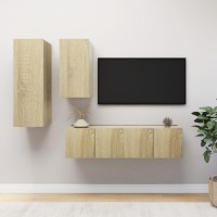 vidaXL 4 Piece TV Stand Set Sonoma Oak Engineered Wood