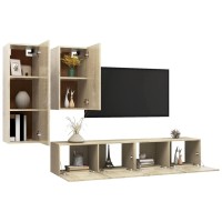 vidaXL 4 Piece TV Stand Set Sonoma Oak Engineered Wood