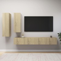 vidaXL 4 Piece TV Stand Set Sonoma Oak Engineered Wood