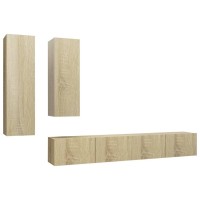 vidaXL 4 Piece TV Stand Set Sonoma Oak Engineered Wood