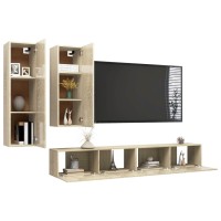 vidaXL 4 Piece TV Stand Set Sonoma Oak Engineered Wood