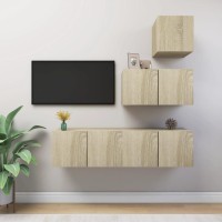 vidaXL 4 Piece TV Stand Set Sonoma Oak Engineered Wood