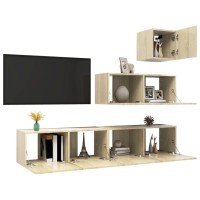 vidaXL 4 Piece TV Stand Set Sonoma Oak Engineered Wood