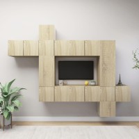 vidaXL 10 Piece TV Stand Set Sonoma Oak Engineered Wood