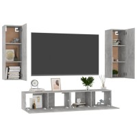 vidaXL 4 Piece TV Stand Set Concrete Gray Engineered Wood