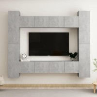 vidaXL 8 Piece TV Stand Set Concrete Gray Engineered Wood