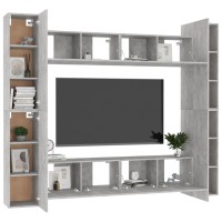 vidaXL 8 Piece TV Stand Set Concrete Gray Engineered Wood