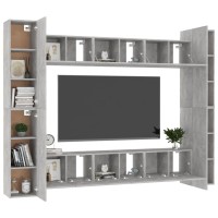 vidaXL 10 Piece TV Stand Set Concrete Gray Engineered Wood