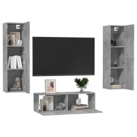 vidaXL 3 Piece TV Stand Set Concrete Gray Engineered Wood