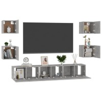 vidaXL 7 Piece TV Stand Set Concrete Gray Engineered Wood