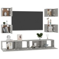 vidaXL 6 Piece TV Stand Set Concrete Gray Engineered Wood