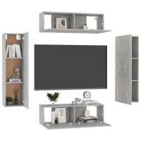 vidaXL 4 Piece TV Stand Set Concrete Gray Engineered Wood