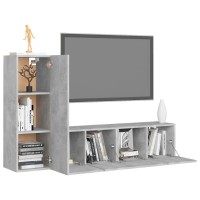 vidaXL 3 Piece TV Stand Set Concrete Gray Engineered Wood