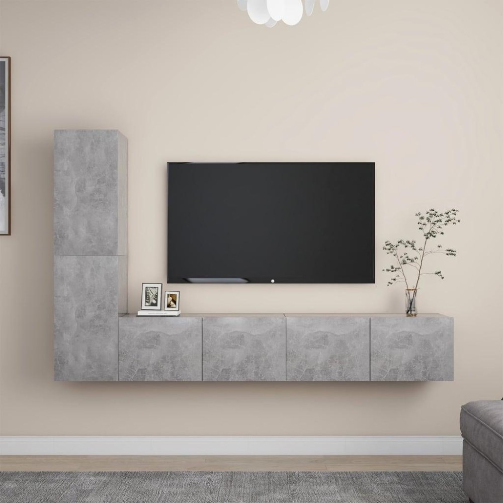 vidaXL 4 Piece TV Stand Set Concrete Gray Engineered Wood