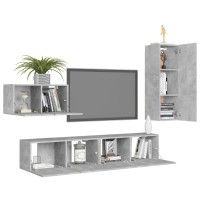 vidaXL 4 Piece TV Stand Set Concrete Gray Engineered Wood