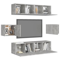 vidaXL 6 Piece TV Stand Set Concrete Gray Engineered Wood