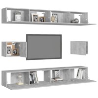 vidaXL 6 Piece TV Stand Set Concrete Gray Engineered Wood