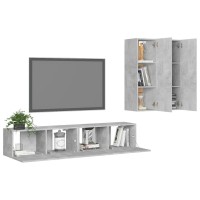 vidaXL 4 Piece TV Stand Set Concrete Gray Engineered Wood