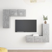 vidaXL 4 Piece TV Stand Set Concrete Gray Engineered Wood