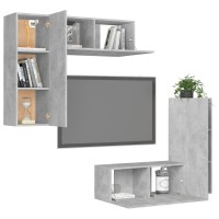 vidaXL 4 Piece TV Stand Set Concrete Gray Engineered Wood