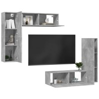 vidaXL 4 Piece TV Stand Set Concrete Gray Engineered Wood