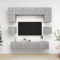 vidaXL 8 Piece TV Stand Set Concrete Gray Engineered Wood