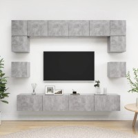 vidaXL 8 Piece TV Stand Set Concrete Gray Engineered Wood