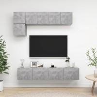 vidaXL 5 Piece TV Stand Set Concrete Gray Engineered Wood