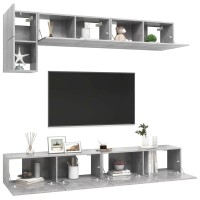 vidaXL 5 Piece TV Stand Set Concrete Gray Engineered Wood