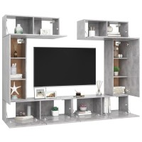 vidaXL 6 Piece TV Stand Set Concrete Gray Engineered Wood