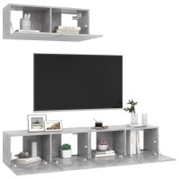 vidaXL TV Stands 3 Pcs Concrete Gray Engineered Wood