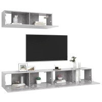 vidaXL TV Stands 3 Pcs Concrete Gray Engineered Wood