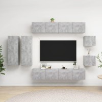 vidaXL 8 Piece TV Stand Set Concrete Gray Engineered Wood