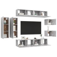 vidaXL 8 Piece TV Stand Set Concrete Gray Engineered Wood