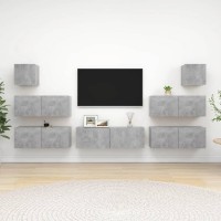 vidaXL 7 Piece TV Stand Set Concrete Gray Engineered Wood