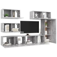 vidaXL 6 Piece TV Stand Set Concrete Gray Engineered Wood