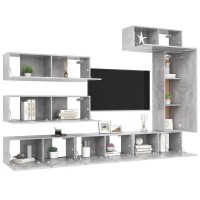 vidaXL 7 Piece TV Stand Set Concrete Gray Engineered Wood