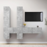 vidaXL 6 Piece TV Stand Set Concrete Gray Engineered Wood