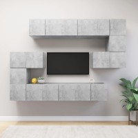 vidaXL 10 Piece TV Stand Set Concrete Gray Engineered Wood