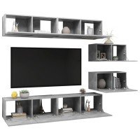 vidaXL 6 Piece TV Stand Set Concrete Gray Engineered Wood