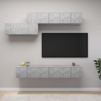 vidaXL 7 Piece TV Stand Set Concrete Gray Engineered Wood