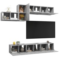 vidaXL 7 Piece TV Stand Set Concrete Gray Engineered Wood