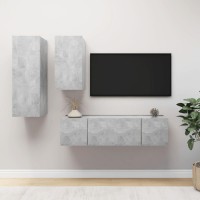 vidaXL 4 Piece TV Stand Set Concrete Gray Engineered Wood