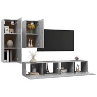 vidaXL 4 Piece TV Stand Set Concrete Gray Engineered Wood