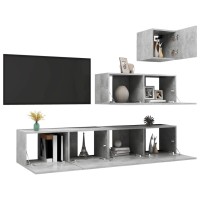 vidaXL 4 Piece TV Stand Set Concrete Gray Engineered Wood