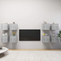 Vidaxl Wall Mounted Tv Cabinets 8 Pcs Concrete Gray 12X11.8X11.8