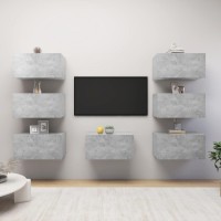 Vidaxl Tv Cabinets 7 Pcs Concrete Gray 12X11.8X23.6 Engineered Wood